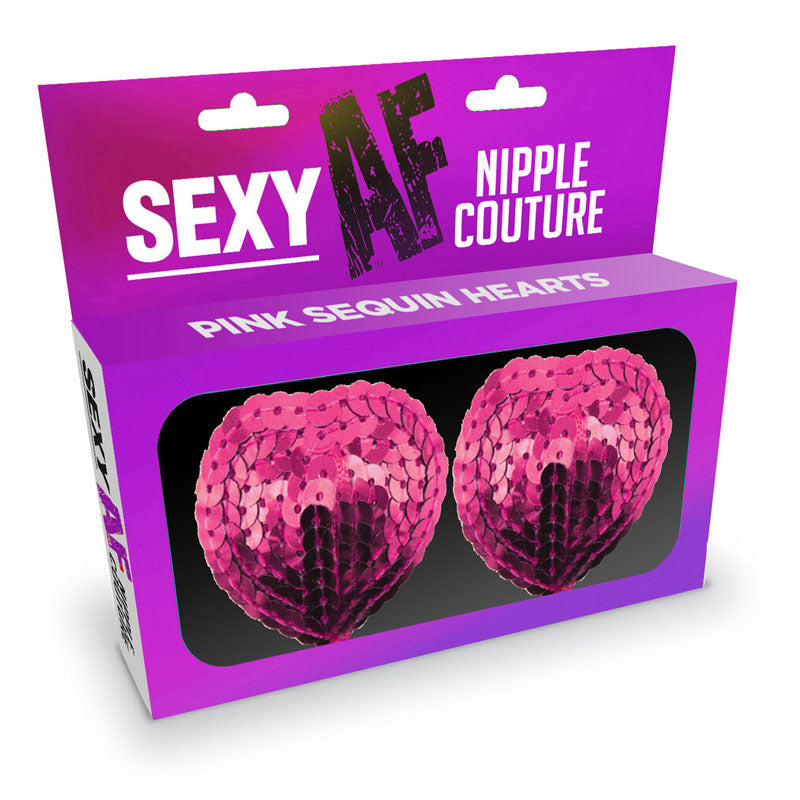 Little Genie | Sexy AF - Nipple Couture Pink Hearts Sequin Reuseable Nipple Pasties