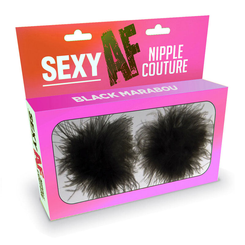 Little Genie | Sexy AF - Nipple Couture Black Marabou Reuseable Nipple Pasties