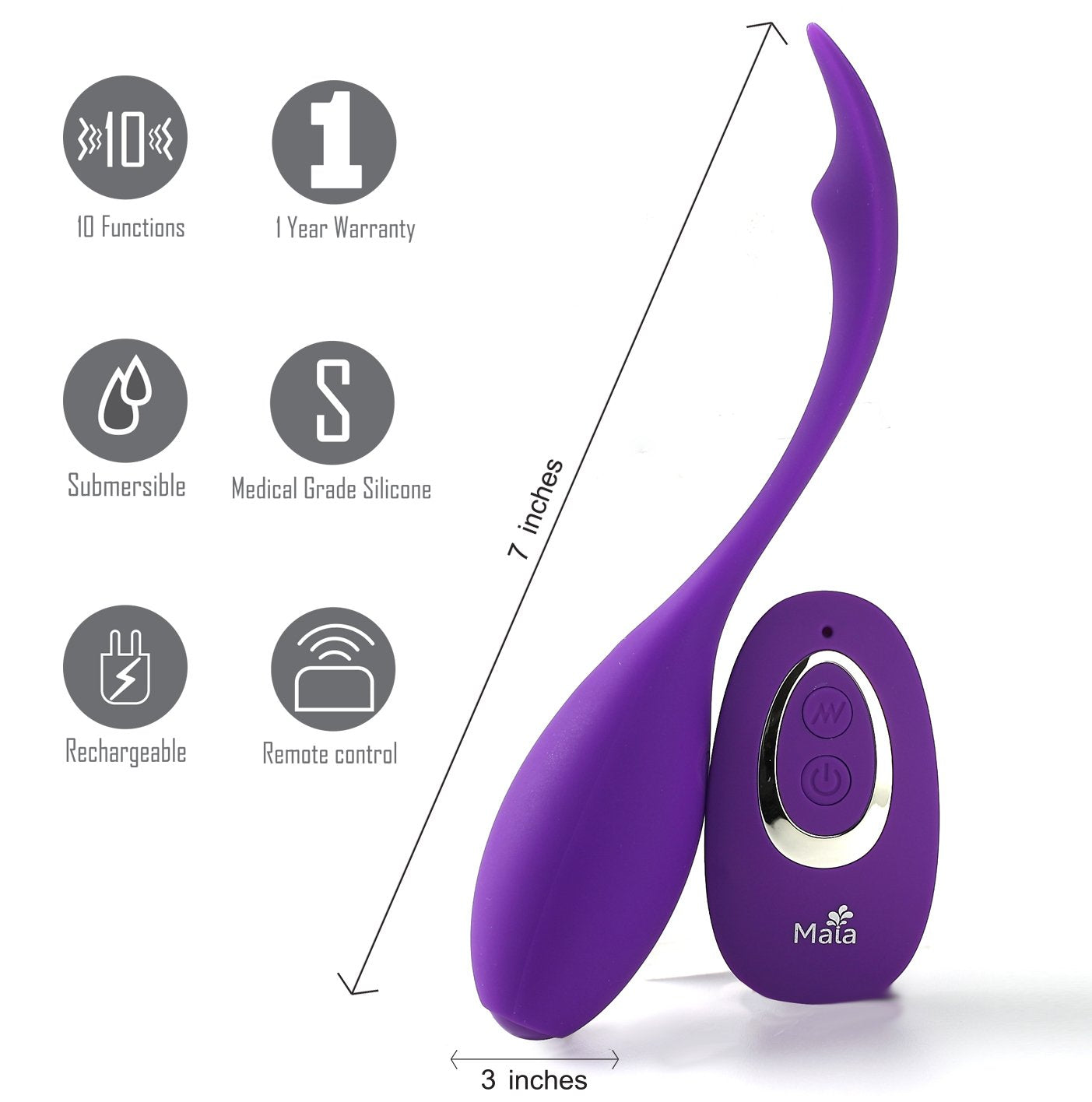 Maia Toys | Maia Syrene Purple USB Rechargeable Bullet with Wireless Remote