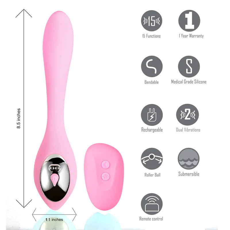 Maia Toys | Maia Harmonie Pink 21.6cm USB Rechargeable Vibrator with Wireless Remote