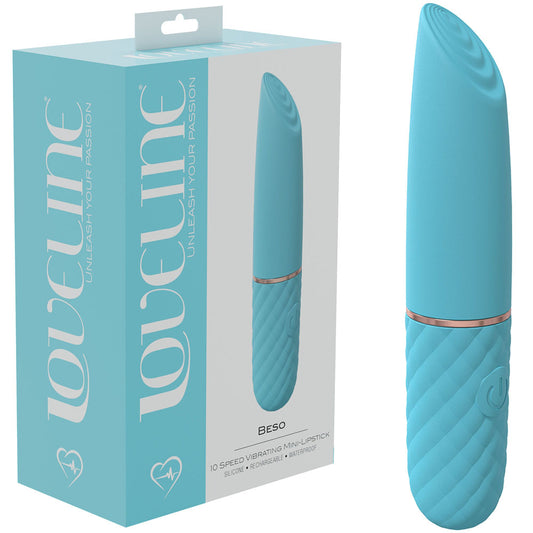 LOVELINE Beso - Blue 10.6cm USB Rechargeable Mini Lipstick Vibrator