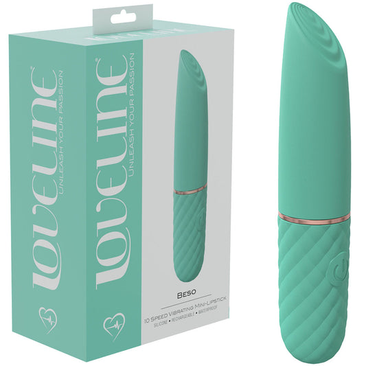 LOVELINE Beso - Green 10.6cm USB Rechargeable Mini Lipstick Vibrator