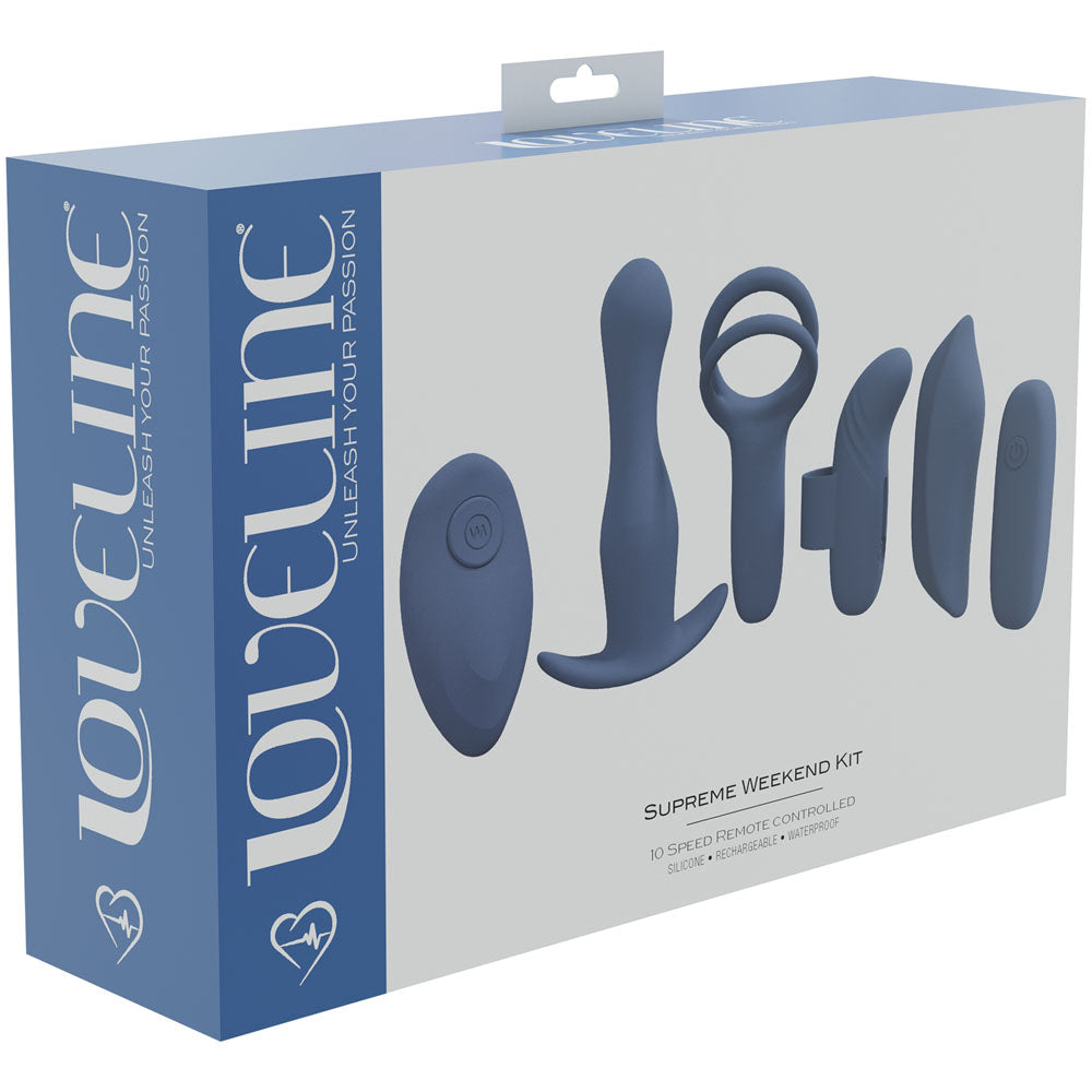 LOVELINE Supreme Weekend Kit - Blue Interchangeable Sleeves Bullet 5 Piece Kit