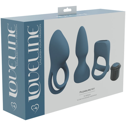 LOVELINE Pleasure Kit - Blue Interchangeable Sleeves Male Kit - 3 Piece Set