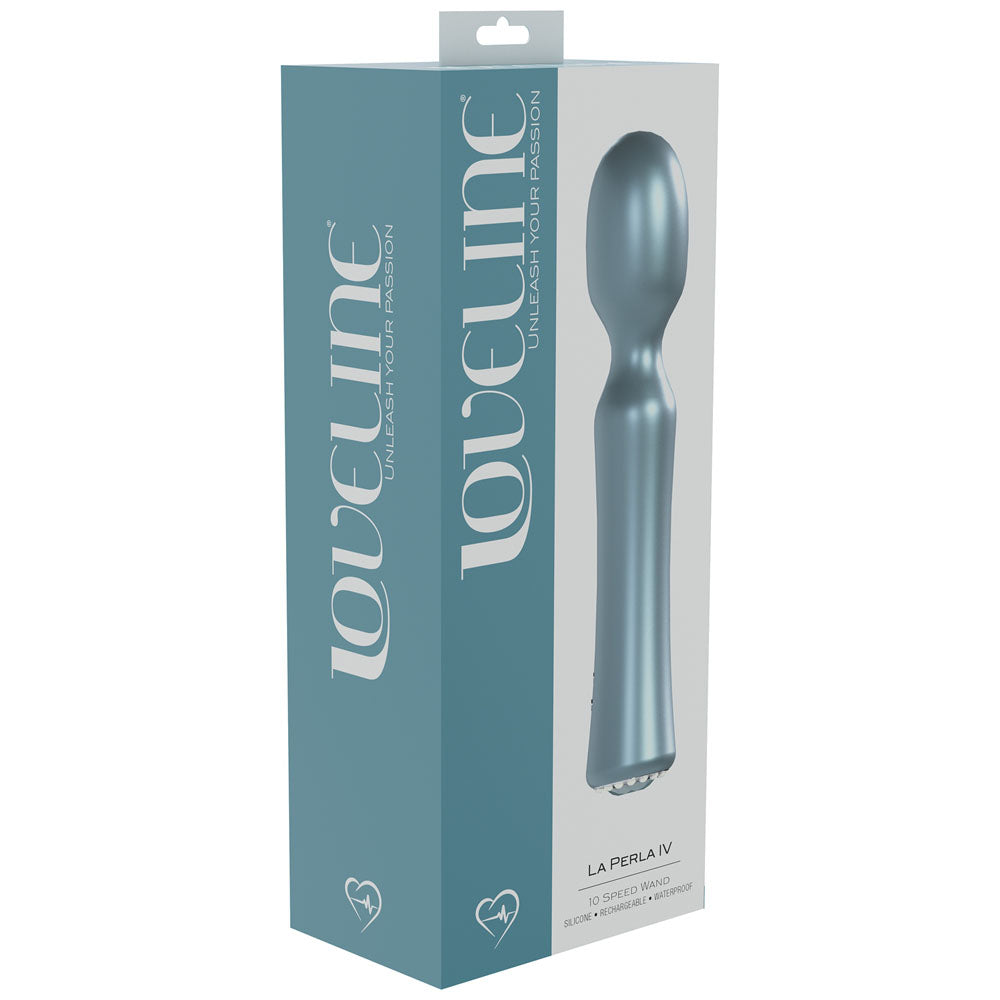 LOVELINE La Perla IV - Pearlescent Blue 19.2cm USB Rechargeable Massage Wand