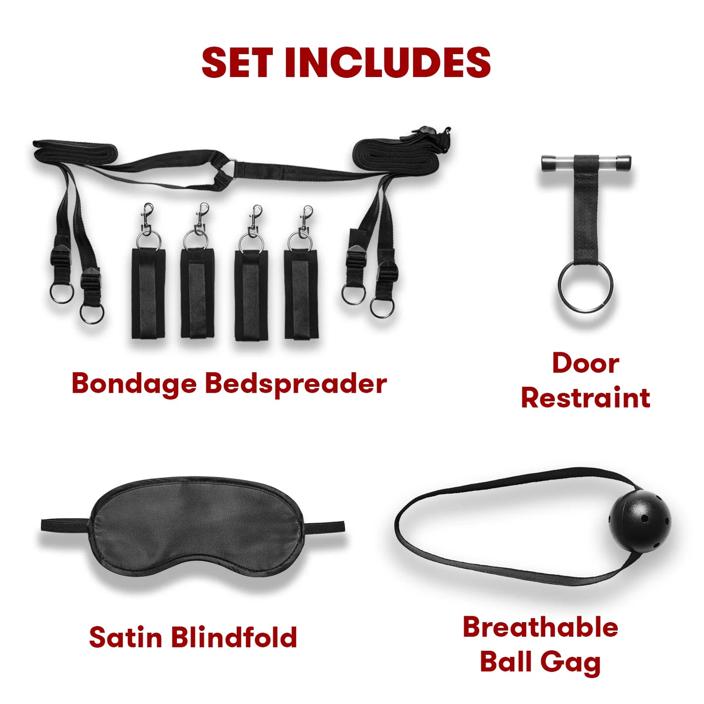 Lux Fetish Everything You need Bondage In-A-Box Bedspreaders - Bed Restraint 12PC Set