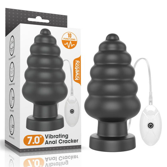 Lovetoy | King Sized 7" Vibrating Anal Cracker - Black 17.8cm XL Vibrating Butt Plug