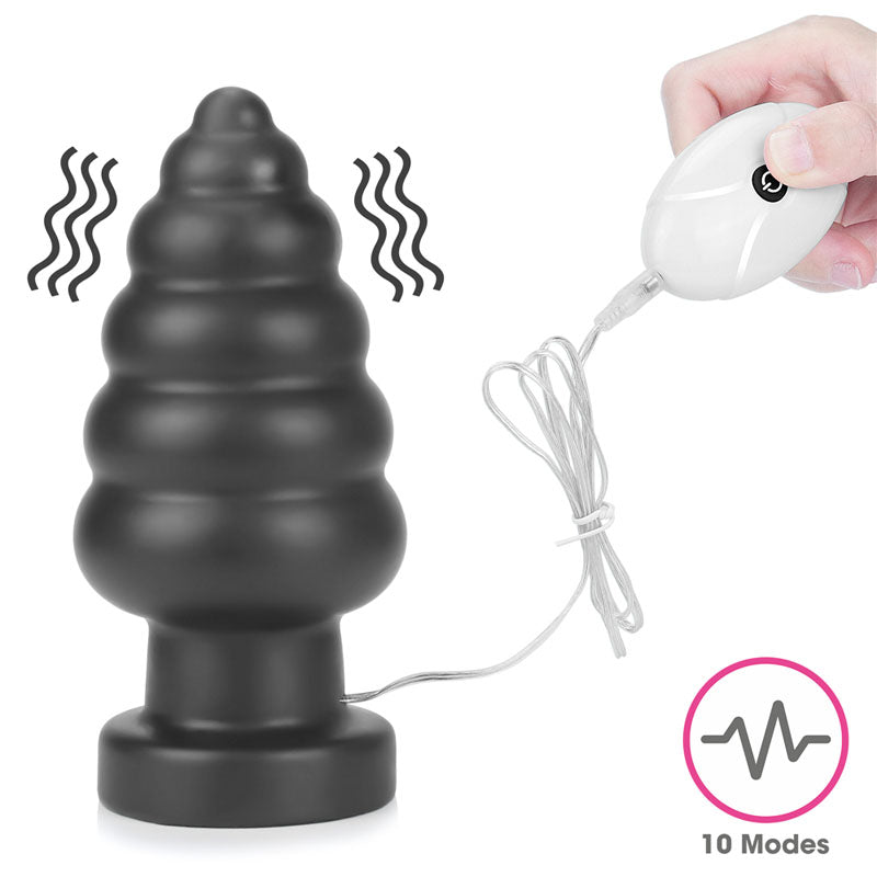 Lovetoy | King Sized 7" Vibrating Anal Cracker - Black 17.8cm XL Vibrating Butt Plug