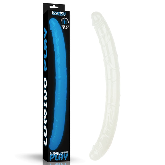 Lovetoy Lumino Play 18.5" Double Dildo - Glow In The Dark Blue 47cm Double Dong