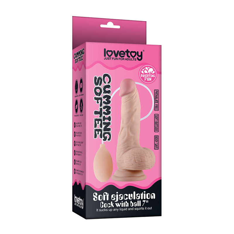 Lovetoy Cumming Softee Soft Ejaculation Cock 8" with Balls 20.3cm Squirting Dong