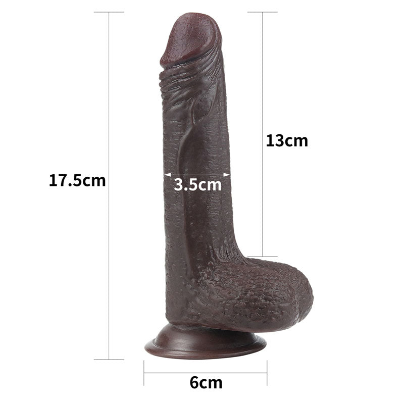 Lovetoy Sliding Skin Dual Layer Dong - Brown 17.8cm (7") Dong with Flexible Skin