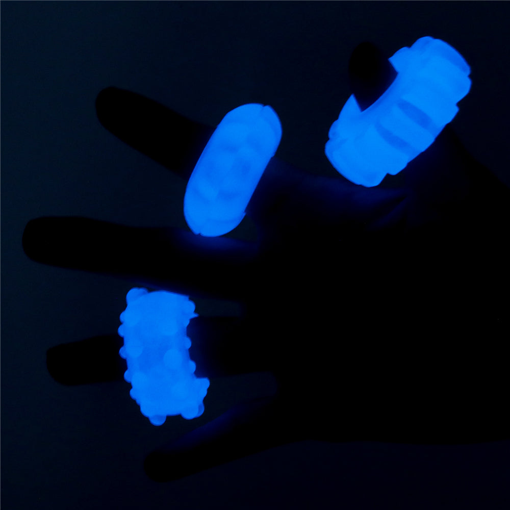 Lovetoy Lumino Play Penis Rings 3 Pc Pieces Blue