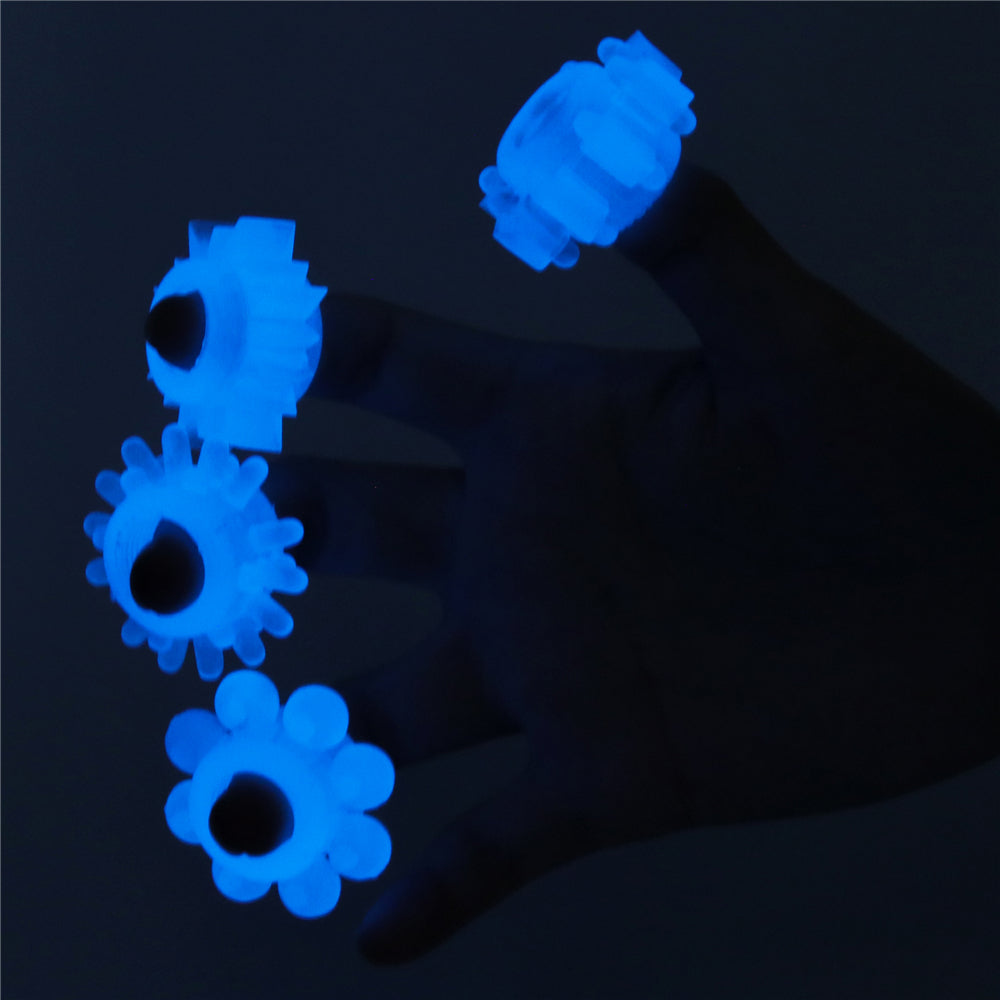 Lovetoy Lumino Play Penis Rings 4 Pc Pieces Blue