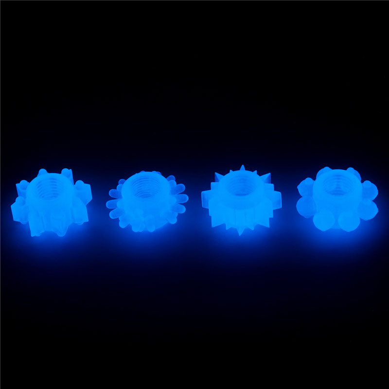 Lovetoy Lumino Play Penis Rings 4 Pc Pieces Blue