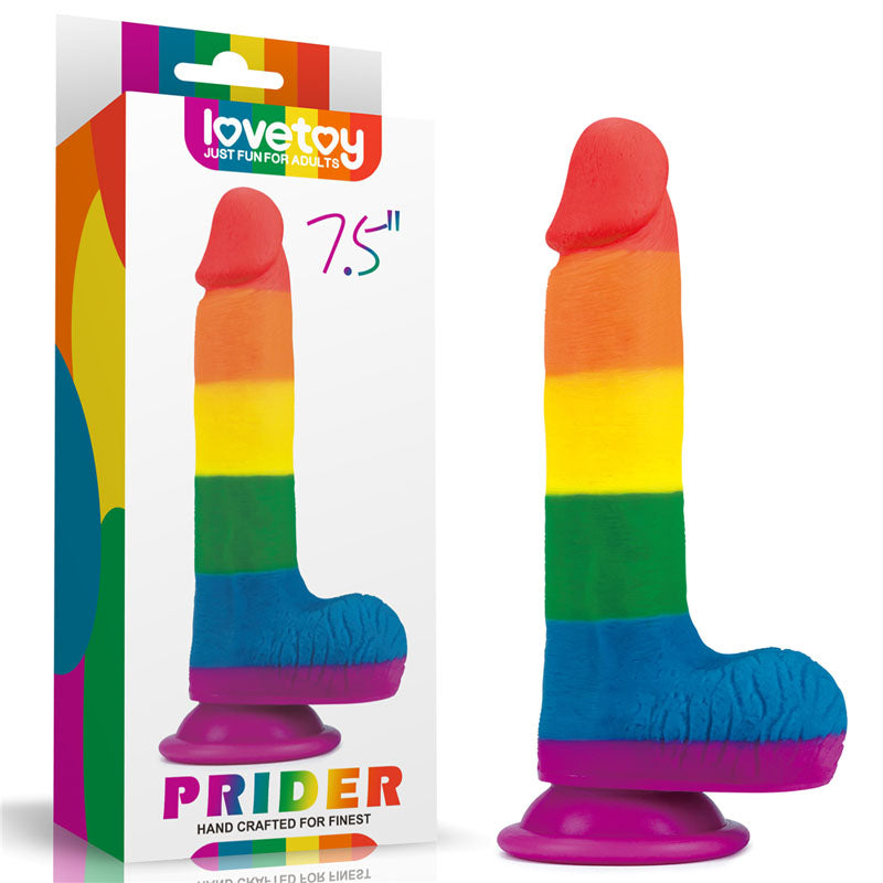 Lovetoy Prider 7.5" Dildo - Rainbow 19cm Dong w Suction