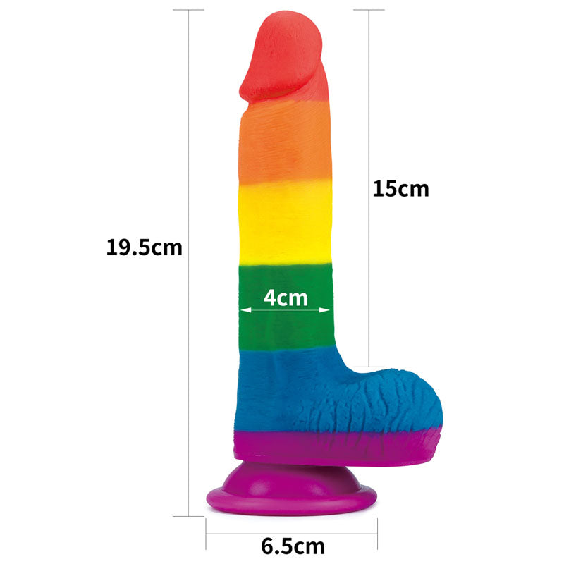 Lovetoy Prider 7.5" Dildo - Rainbow 19cm Dong w Suction