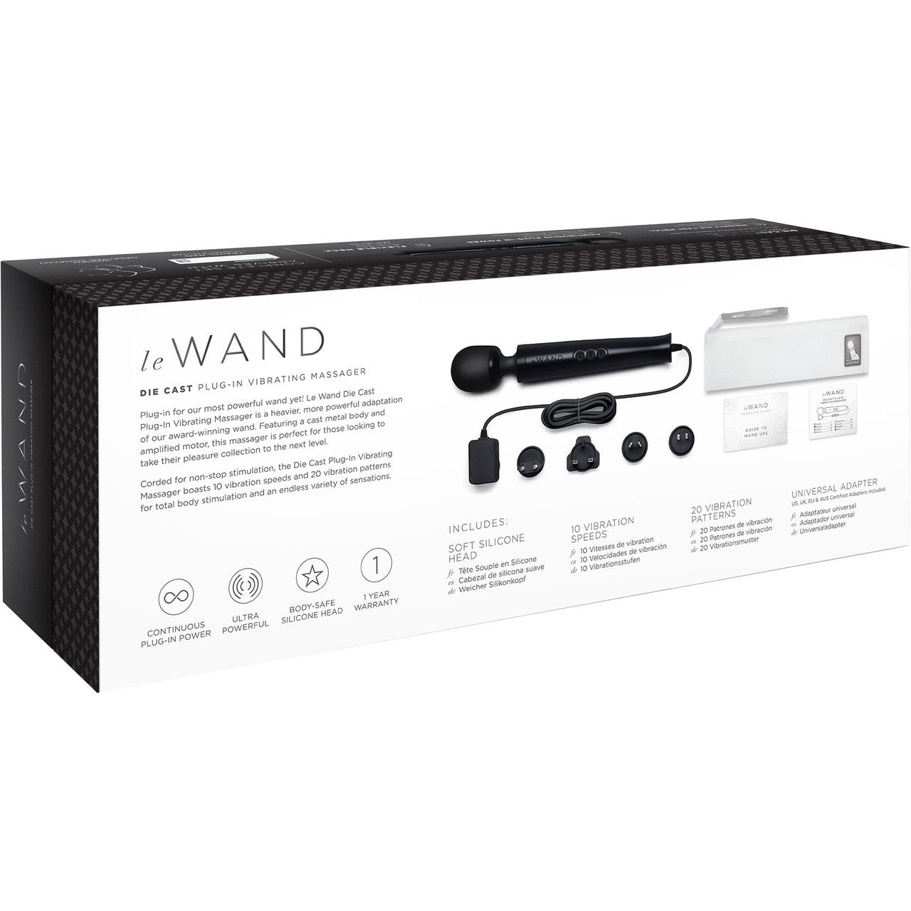 Le Wand Die Cast Plug-In Massager Black