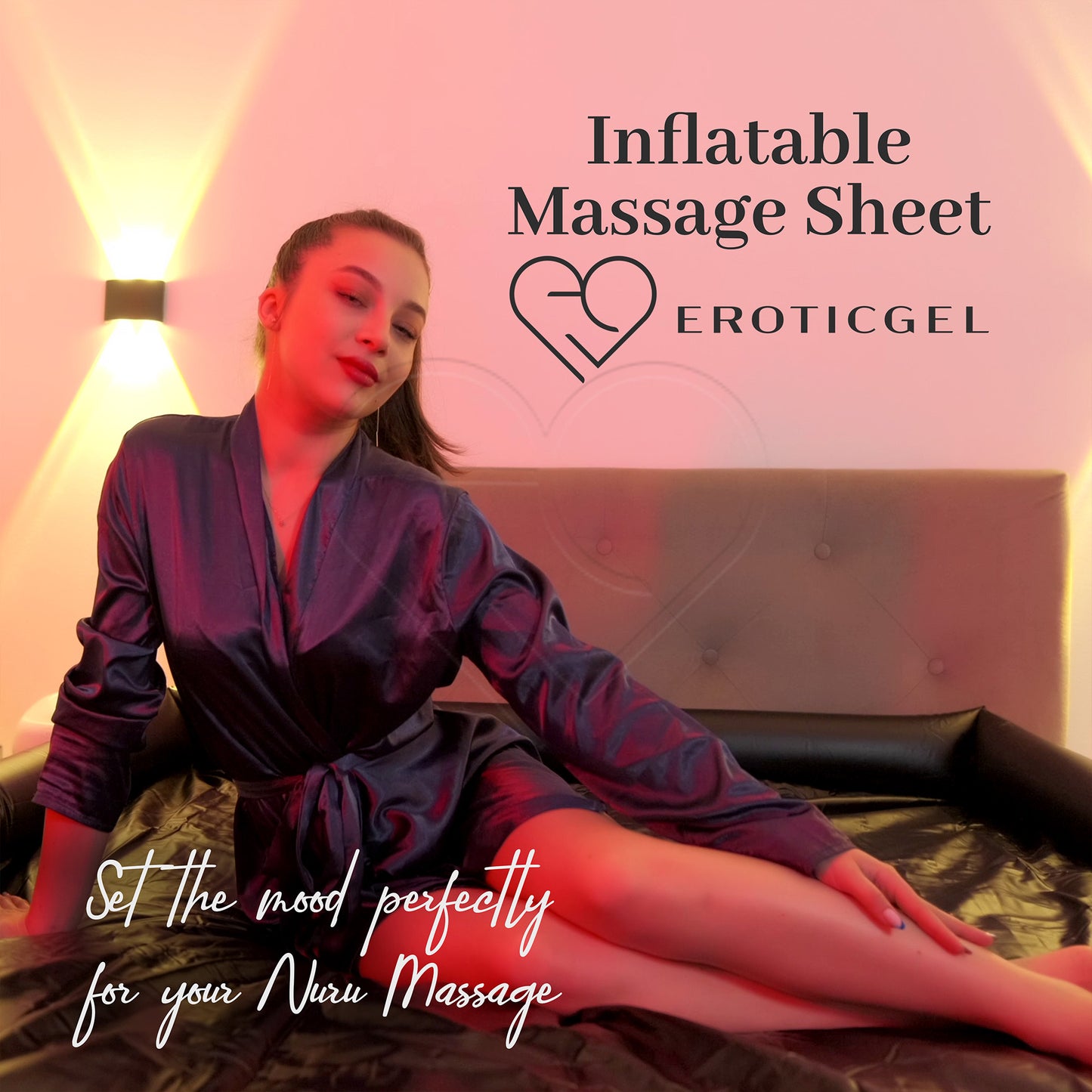 Eroticgel Black Inflatable Waterproof Massage Sheet 205cm x 156cm x12cm