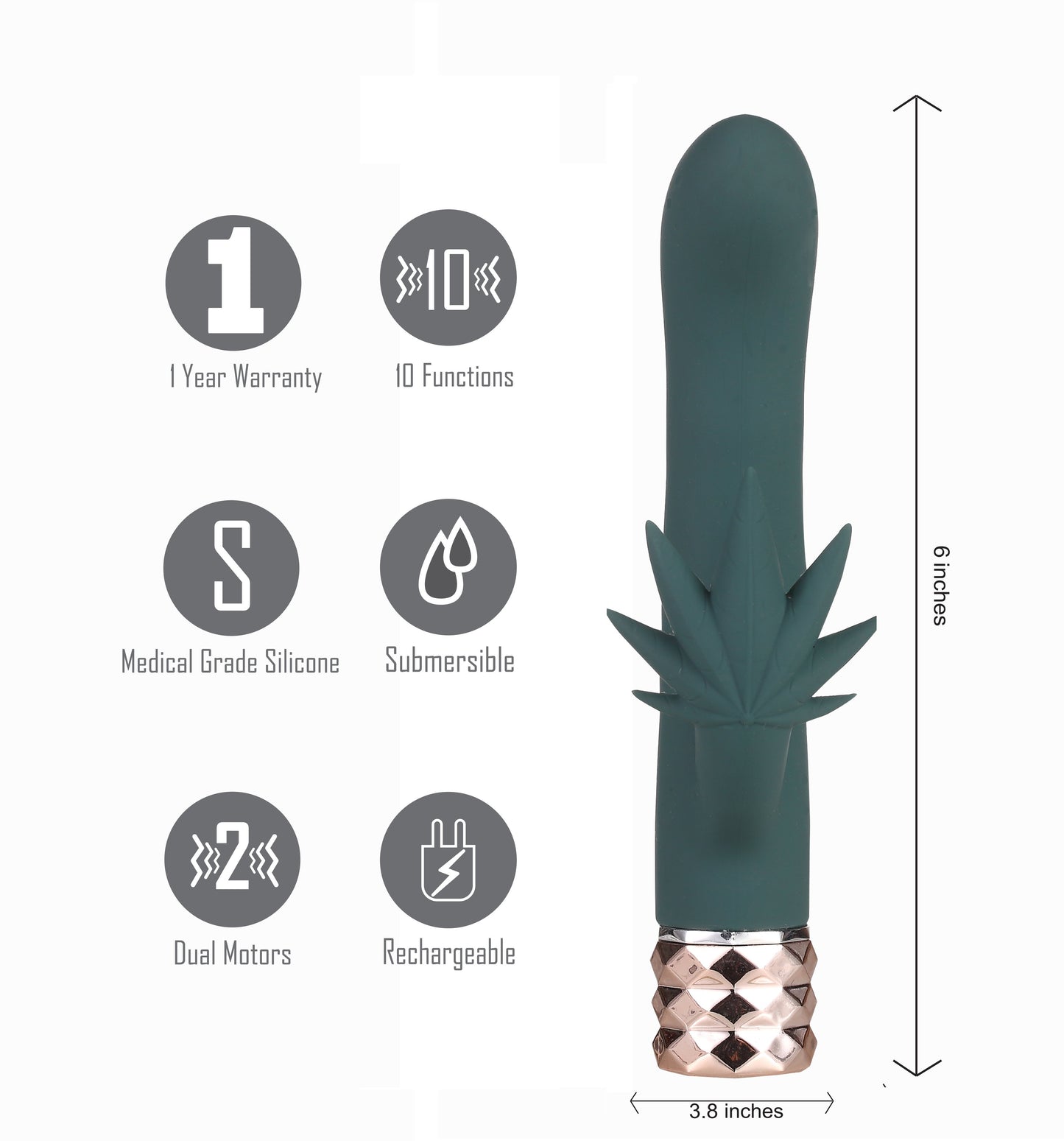 Maia Toys | Maia Kusha 420 Green 15.2cm USB Rechargeable Rabbit Vibrator