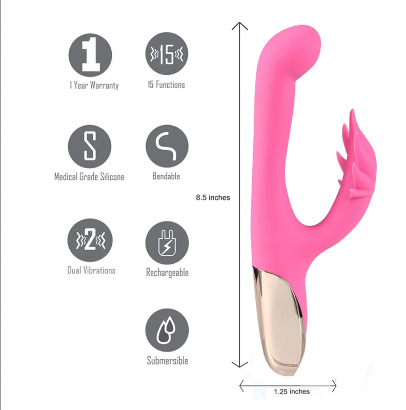 Maia Toys | Maia Maui 420 Pink 21.6cm USB Rechargeable Rabbit Vibrator