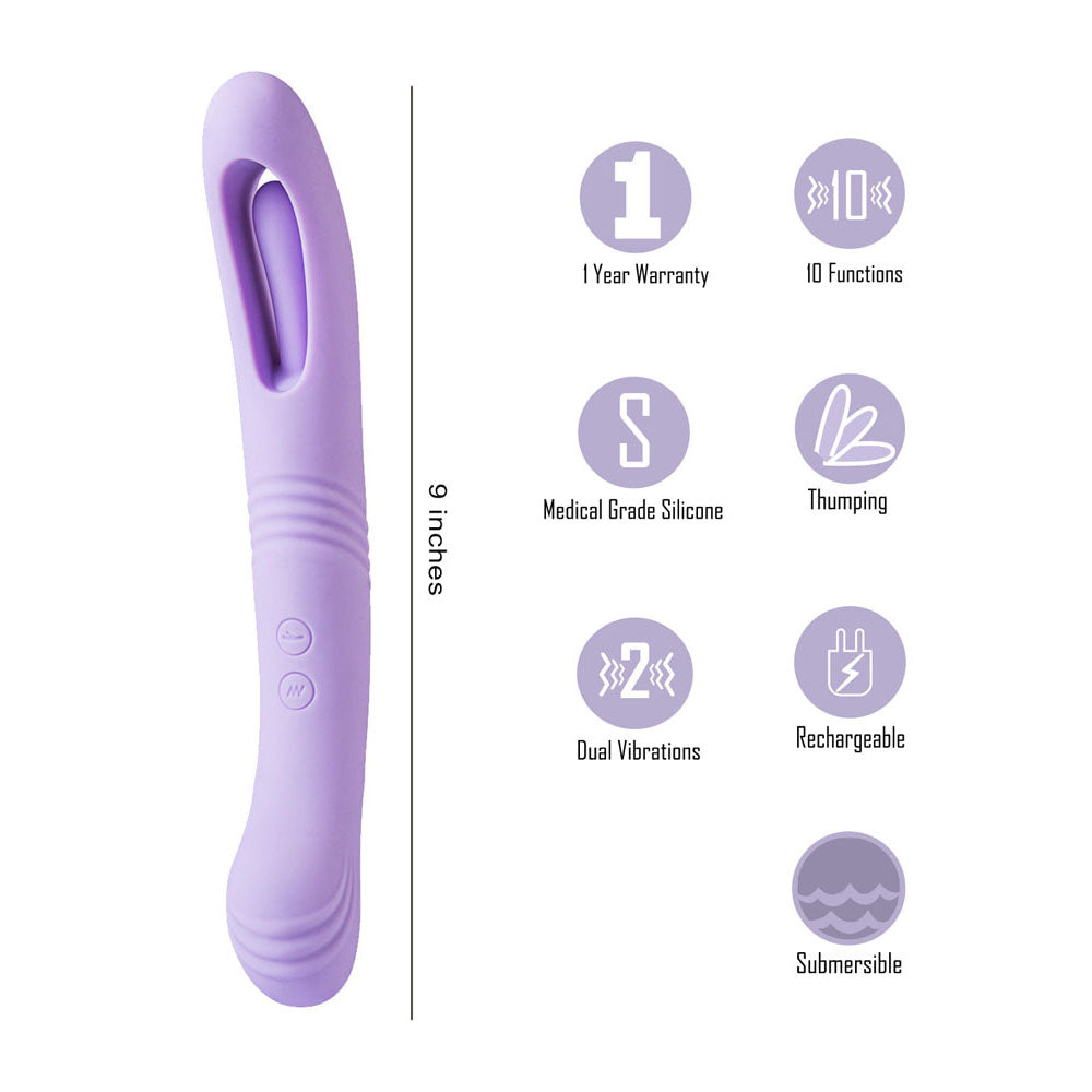 Maia Toys | Maia HARPER - Purple 24.1cm USB Rechargeable Flapping Vibrator