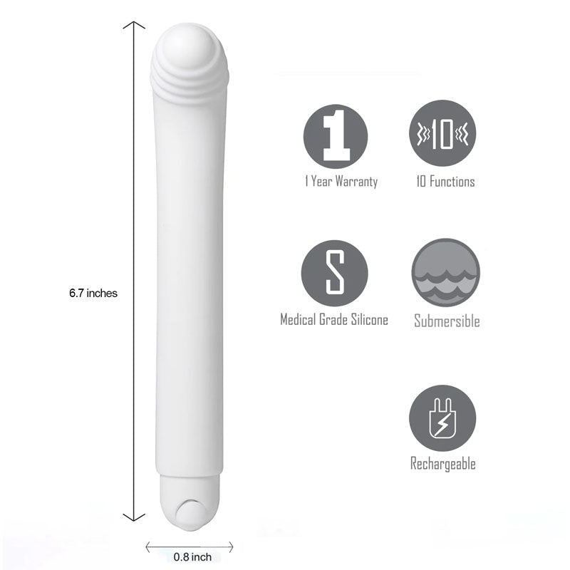 Maia Toys | Maia Misty White 17cm USB Rechargeable Long Neck Massager G-Spot Vibrator