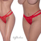 Magic Silk Exposed Lingerie Cross Strap Split Thong Red Size S/M or L/XL or Q