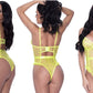 Magic Silk Exposed Lingerie High Leg Star Teddy Lime Size S/M or L/XL or Q