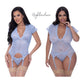 Magic Silk Exposed Lingerie Cap Sleeve Basque and Thong Set Blue Size S/M or L/XL or Q