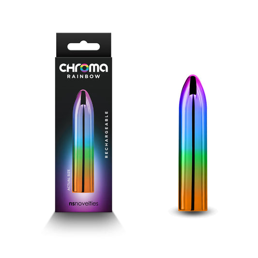 NS Novelties | Chroma Rainbow Medium - Metallic Rainbow 9cm USB Rechargeable Mini Vibrator