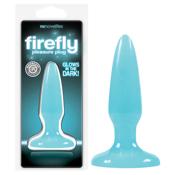 NS Novelties Firefly Pleasure Plug - Glow-in-the-Dark Blue 8.1cm (3.2") Mini Butt Plug