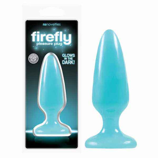 NS Novelties Firefly Pleasure Plug - Glow-in-the-Dark Blue 12.7cm (5") Medium Butt Plug