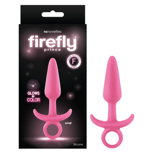 NS Novelties Firefly Prince - Glow-in-Dark Pink 10.9 cm Small Butt Plug with Ring Pull