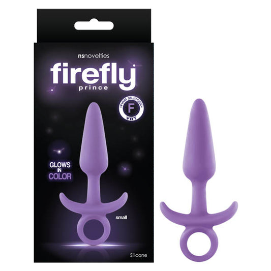 NS Novelties Firefly Prince - Glow-in-Dark Purple 10.9 cm Small Butt Plug with Ring Pull