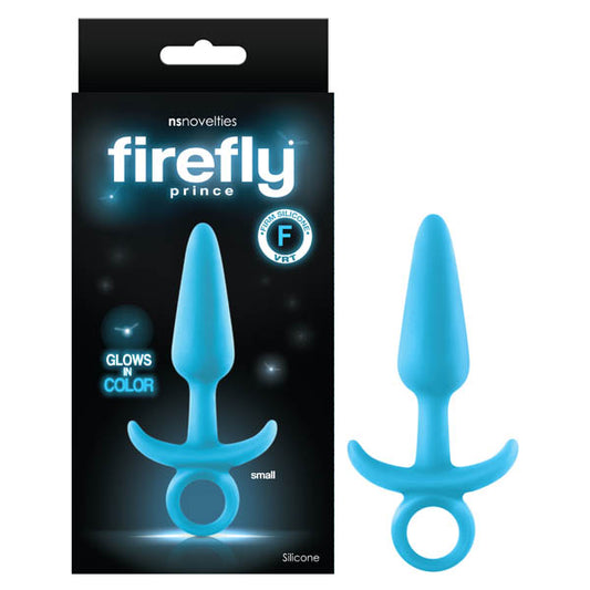 NS Novelties Firefly Prince - Glow-in-Dark Blue 10.9 cm Small Butt Plug with Ring Pull