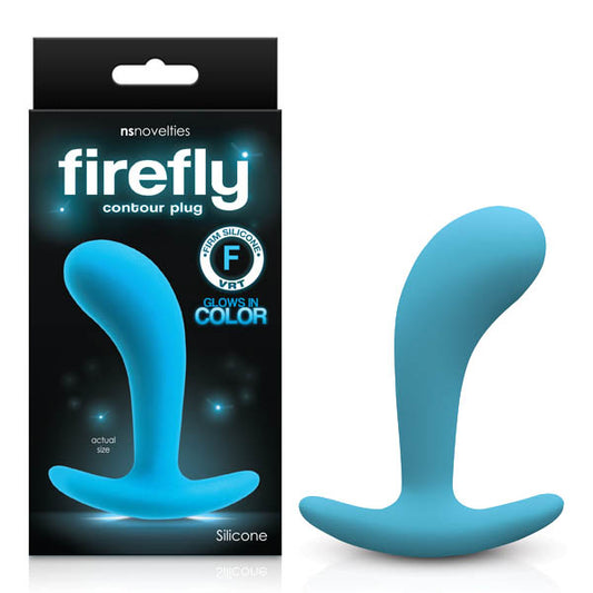 NS Novelties Firefly Contour - Glow in Dark Blue Medium Anal Plug