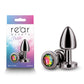 NS Novelties | Rear Assets Petite - Gunmetal 6cm Metal Butt Plug with Rainbow Round Gem Base