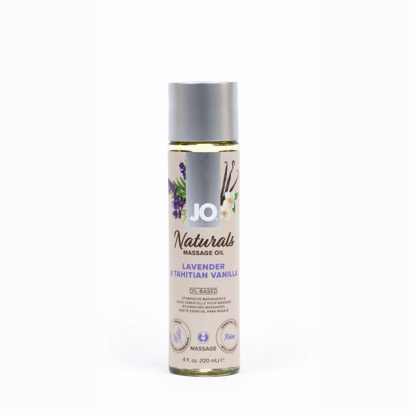 JO Naturals Massage Oil Lavender & Tahitian Vanilla 4oz/120ml