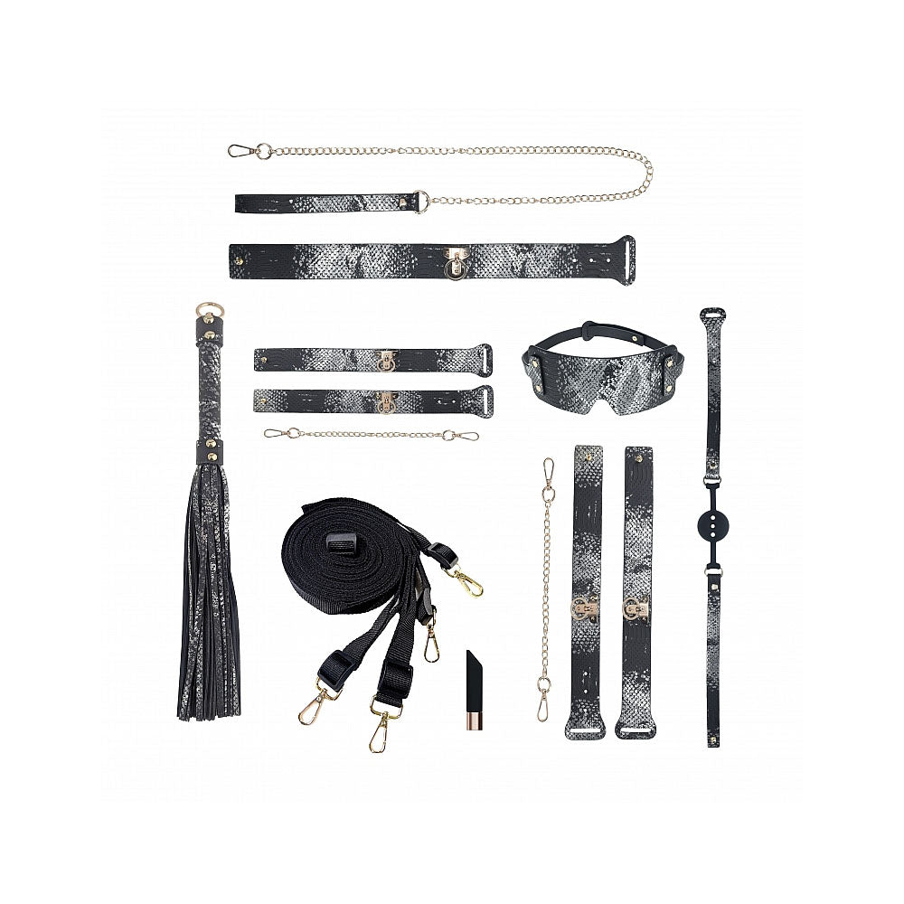 Shots Toys | OUCH! Florence Collection - Black Bondage Set with Bag - 8 Piece Kit