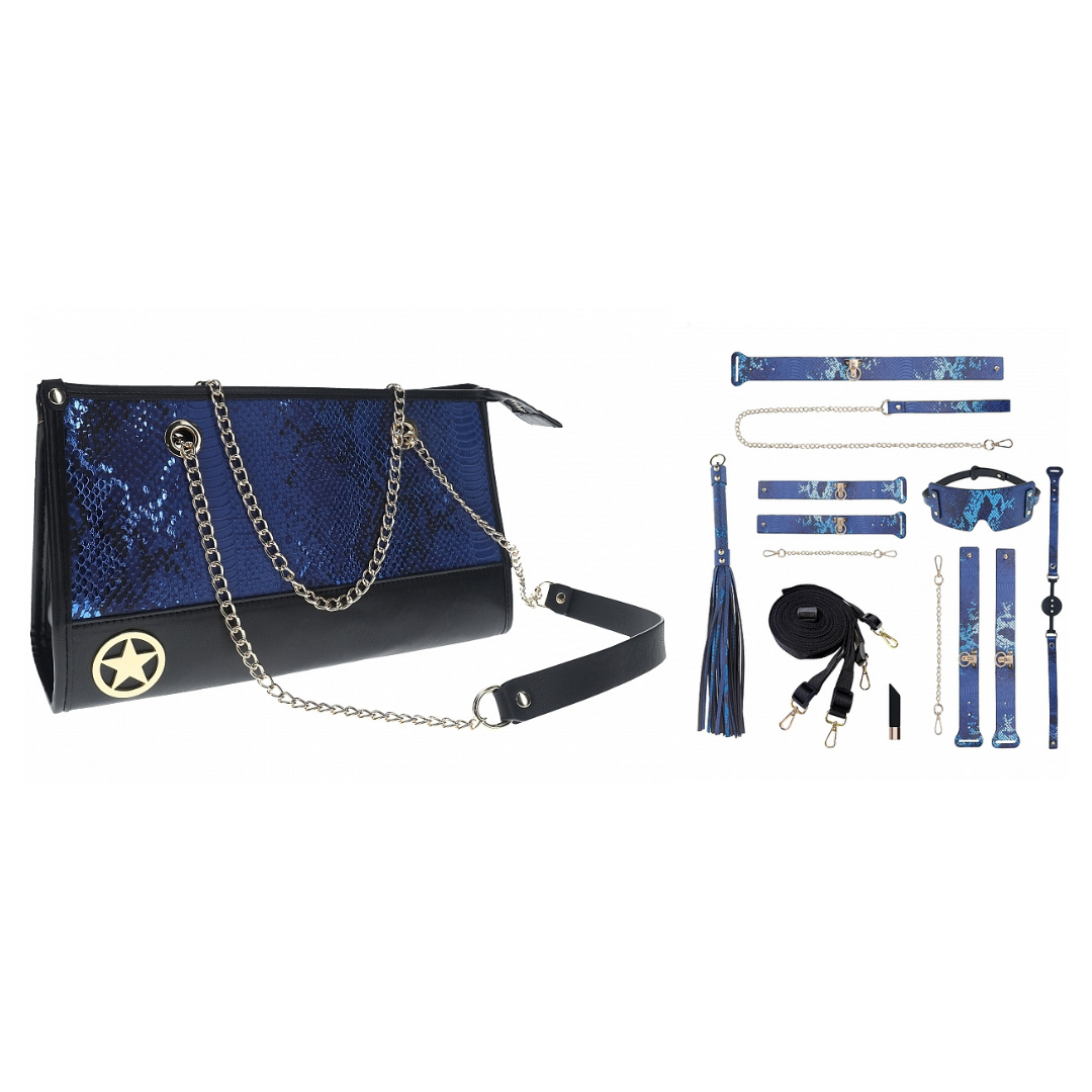 Shots Toys | OUCH! Florence Collection - Blue Bondage Set with Bag - 8 Piece Kit