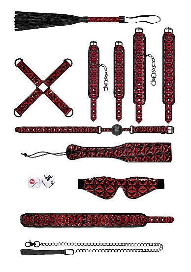 Shots Toys | Ouch! Luxury Bondage Kit - Burgundy - 10 Piece Set