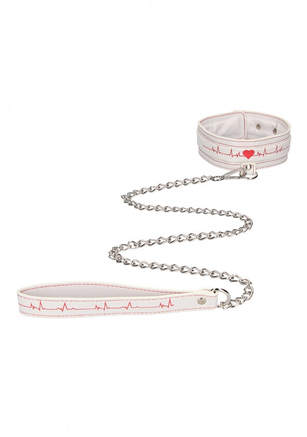 Shots Toys | Ouch! Collar With Leash - Nurse Theme - White