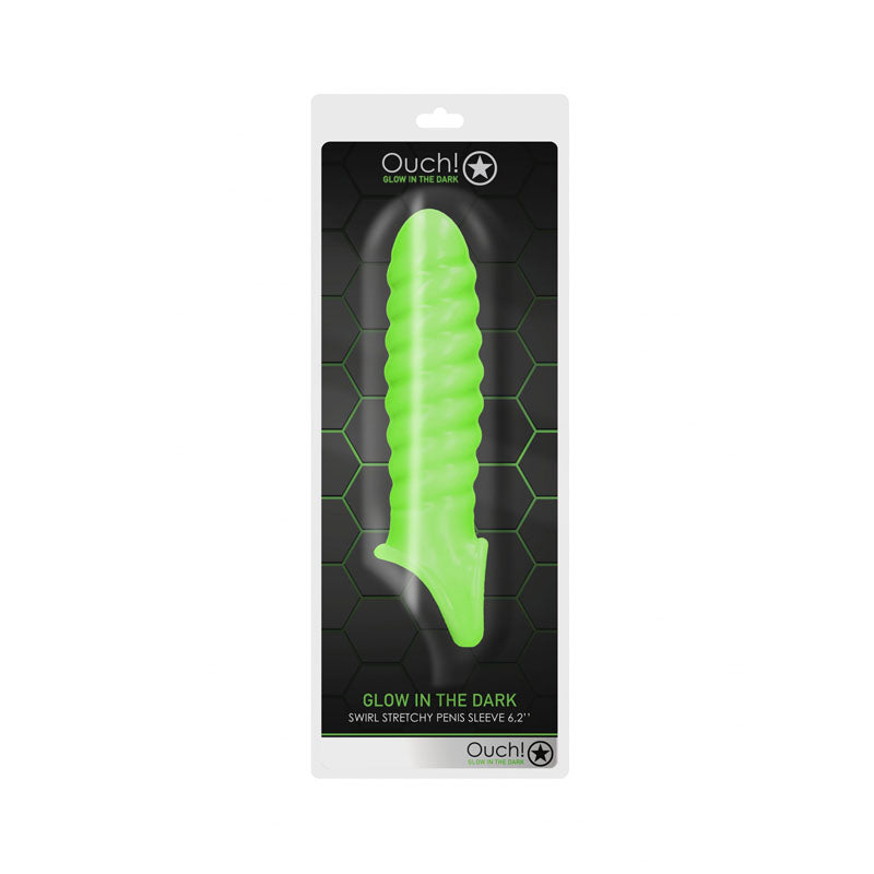 Shots Toys | OUCH! Glow In The Dark Swirl Stretchy 15cm Penis Sleeve