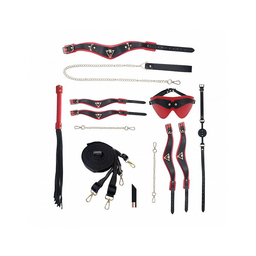 Shots Toys | OUCH! Milan Collection - Black/Red Bondage Set with Bag - 8 Piece Kit