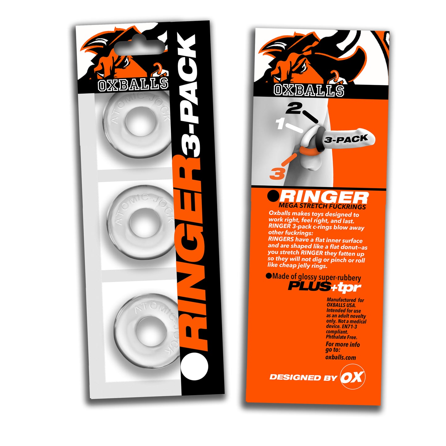 OxBalls RINGER 3-pack of DO-NUT-1 cockrings CLEAR