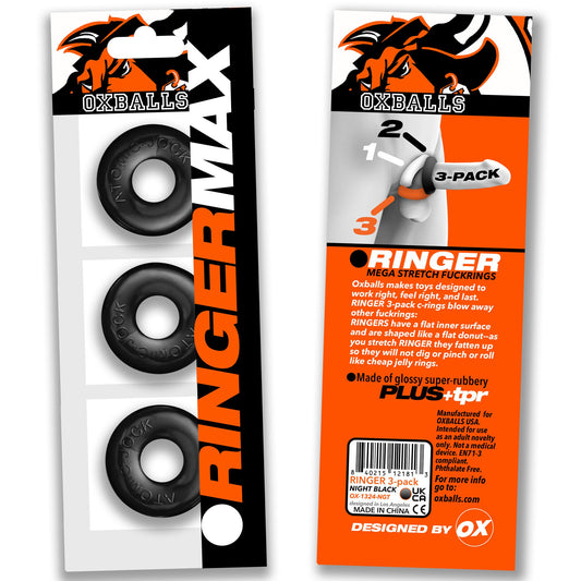 OxBalls RINGER MAX Cock Rings 3-pack BLACK