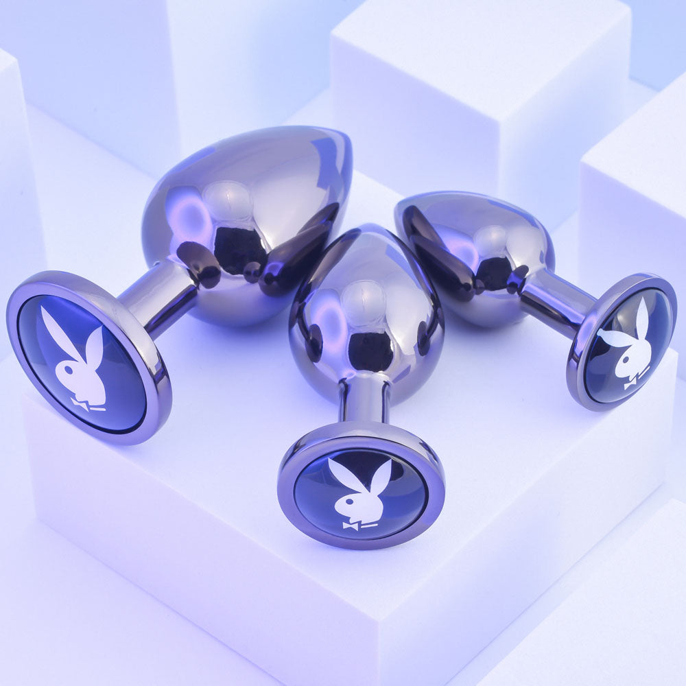 Playboy Pleasure PLEASURE 3 WAYS Metal Butt Plugs - Set of 3 Sizes