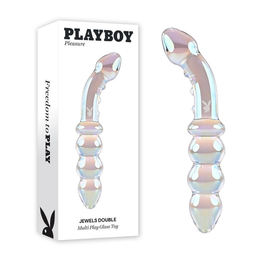 Playboy Pleasure JEWELS DOUBLE Clear Glass 17.1cm Double Ended Dildo