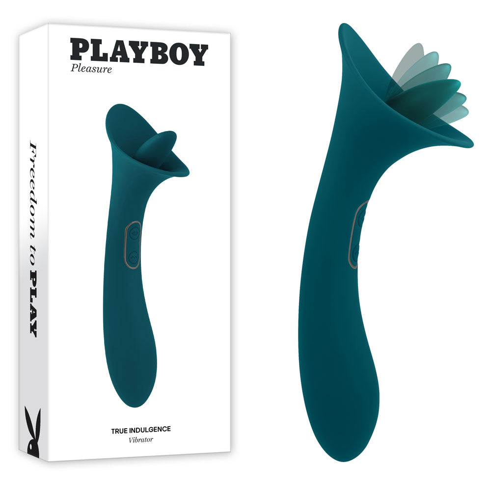 Playboy Pleasure TRUE INDULGENCE Teal 21.3cm Rechargeable Vibrator Flicking Tip