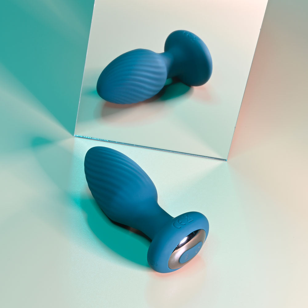 Playboy Pleasure SPINNING TAIL TEASER Blue 9.7cm Vibrating & Rotating Butt Plug with Wireless Remote